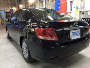 7アリオンのガラスコーティング・助手席側後方より