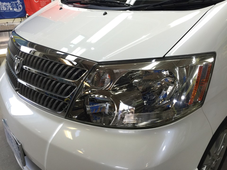 アルファード10系・ガラスコーティング・助手席側前方