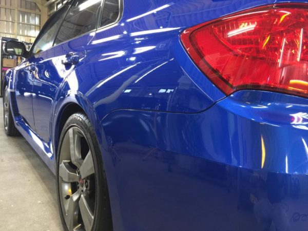 インプレッサ・エシュロンゼンゼロ施工後の助手席側クォーターパネル付近