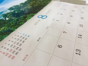 カレンダー2018年8月