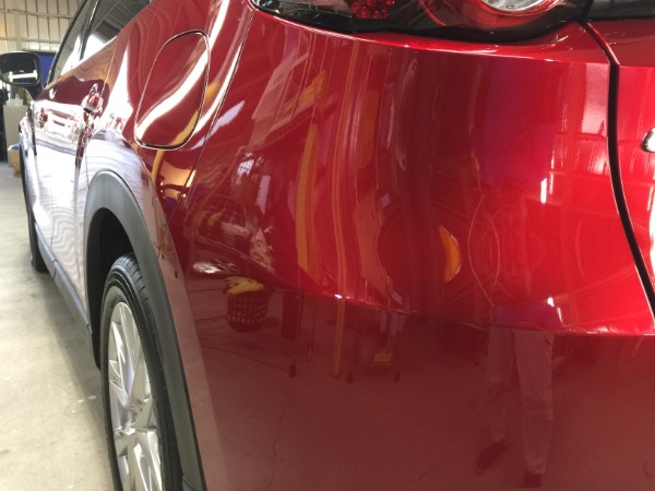 CX-8・プレミアムコーティング後のリアバンパー左