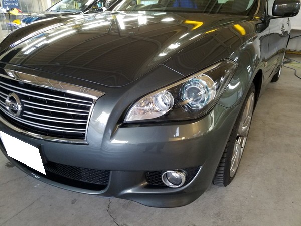 フーガ・ヘッドライト黄ばみ&クラック除去