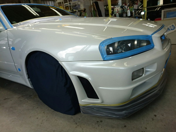 GT-R・ハイモースコート施工中・研磨前