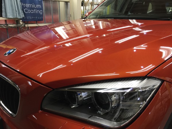 BMWX1・ボディコーティング後のボンネット