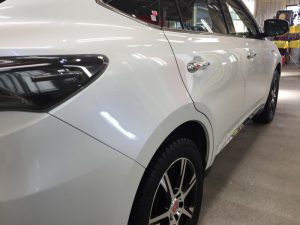 ハリアー・プレミアムコーティング後の運転席側後方より