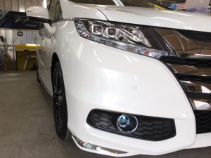 オデッセイ・ハイモースコート後の運転席側ヘッドライト周辺