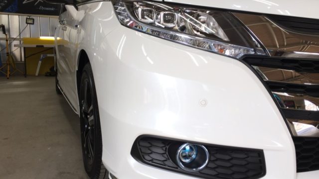 オデッセイ・ハイモースコート後の運転席側ヘッドライト周辺
