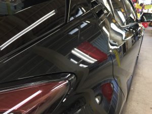 C-HR・プレミアムコーティング後の運転席側クォーターパネル付近