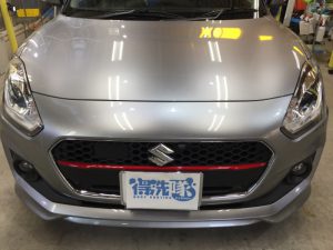 スイフト・クイックコーティング後のボンネット正面