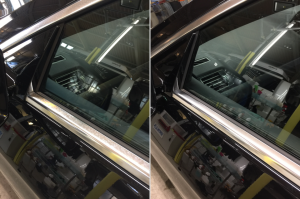 ベンツE・モールクリーニング・助手席ドア