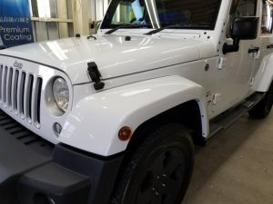 ラングラー・プレミアムコーティング施工後の助手席側フェンダー付近