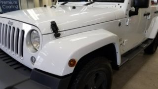 ラングラー・プレミアムコーティング施工後の助手席側フェンダー付近