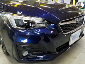 インプレッサ・プレミアムコーティング施工後の運転席側ヘッドライト付近