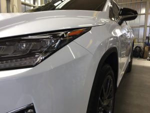 レクサスRX・ハイモースコート施工後の助手席側ヘッドライト付近