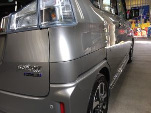 ソリオ・ハイドロフィニッシュ施工後の運転席側テール付近