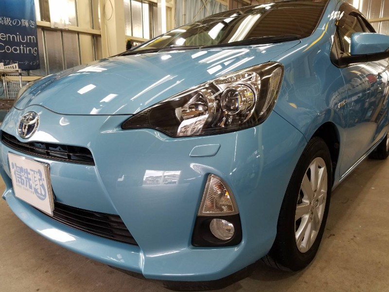 アクア・プレミアムコーティング後の左ヘッドライト付近